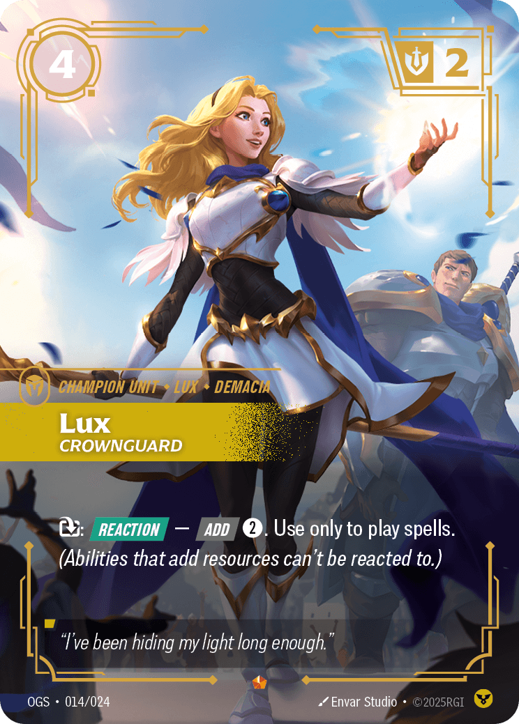 Lux - Crownguard Riftbound champion unit card art