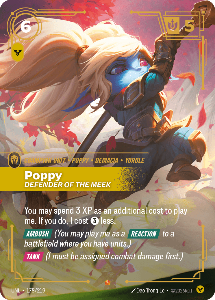 Poppy - Defender of the Meek Riftbound unit card art