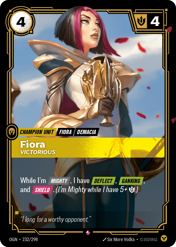 Fiora - Victorious Riftbound champion unit card art