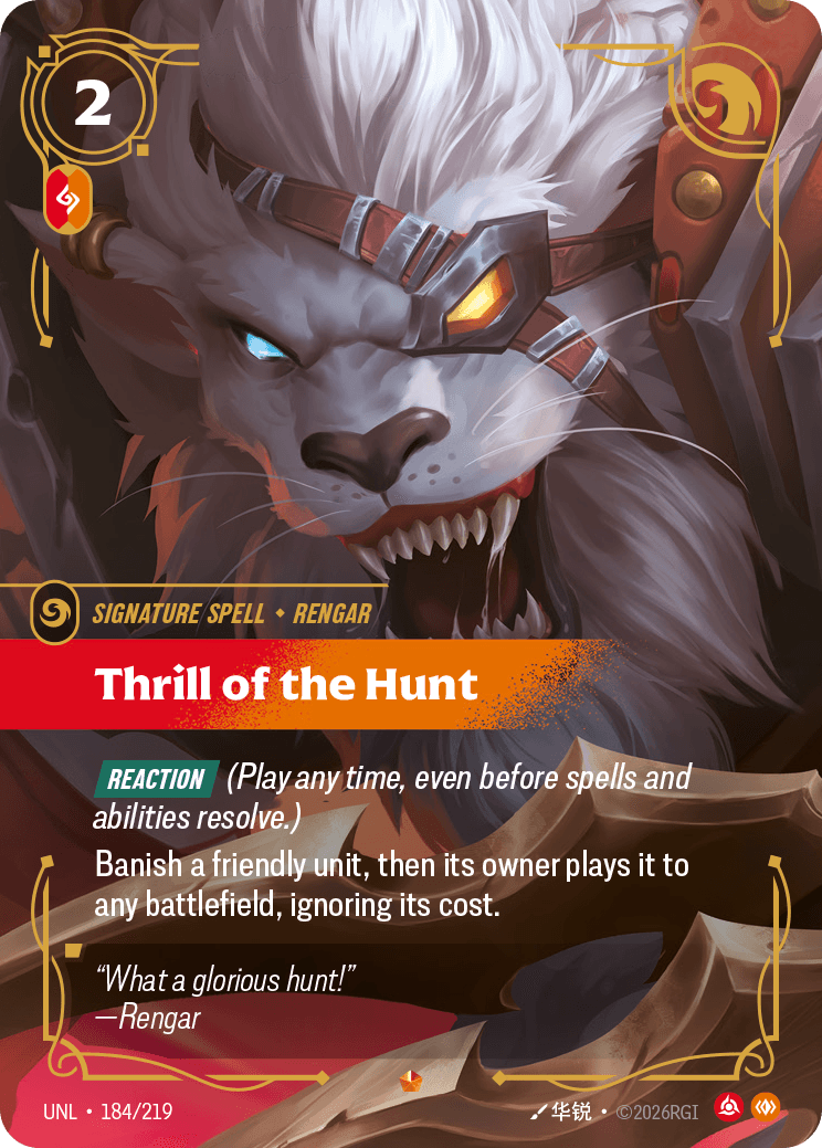 Thrill of the Hunt Riftbound card art for Rengar counter guide