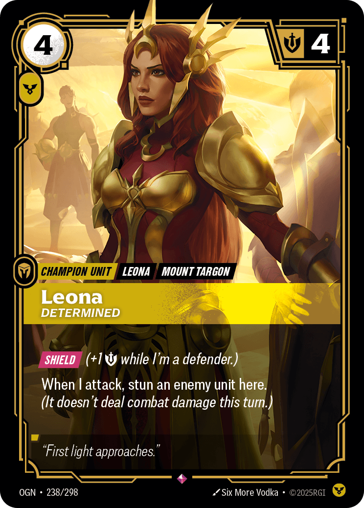 Leona - Determined Riftbound unit card art for Leona counter guide