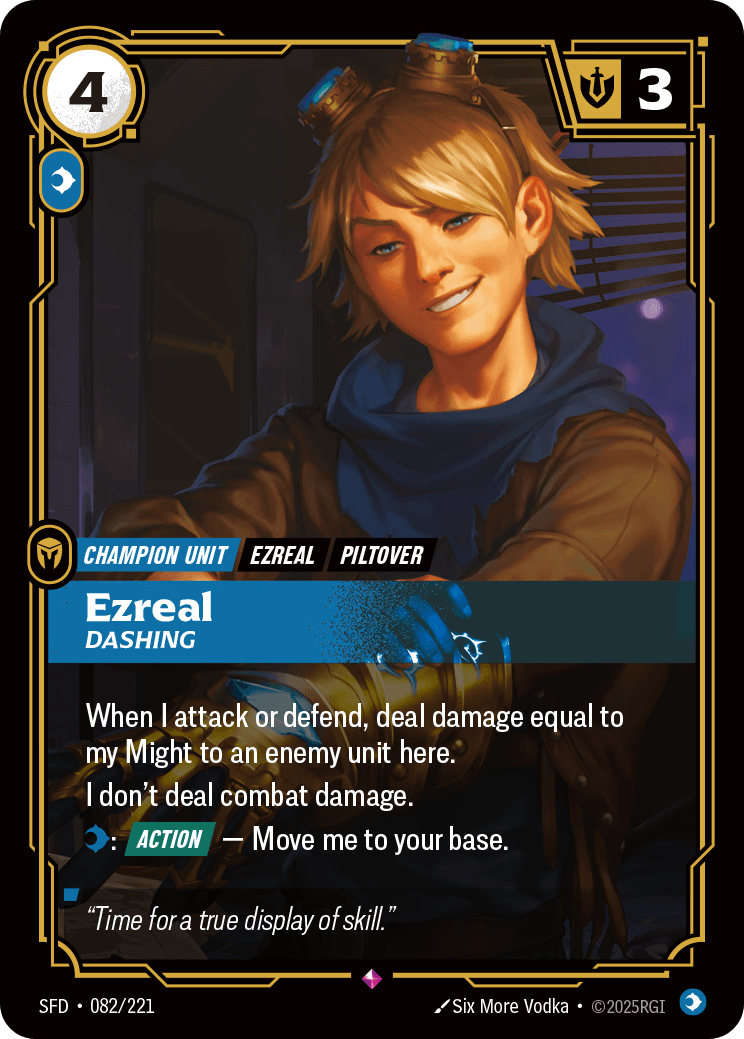Ezreal - Dashing Riftbound card art for Ezreal counter guide