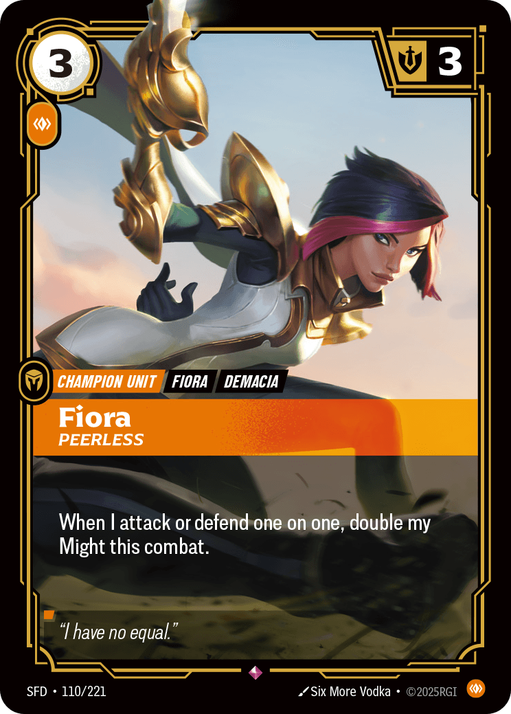 Fiora - Peerless Riftbound champion unit card art