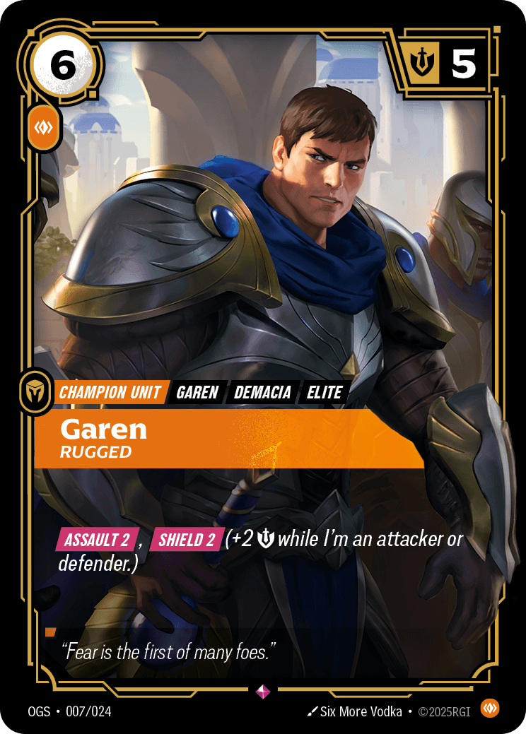 Garen - Rugged Riftbound champion unit card art for Garen counter guide