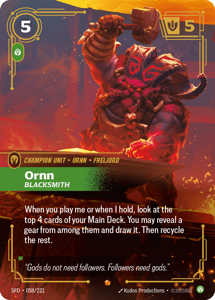 Ornn - Blacksmith Riftbound champion unit card art