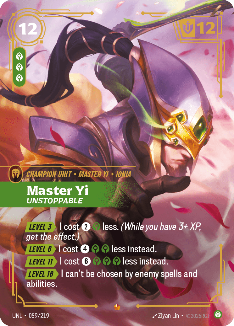 Master Yi - Unstoppable Riftbound champion unit card art for Master Yi counter guide