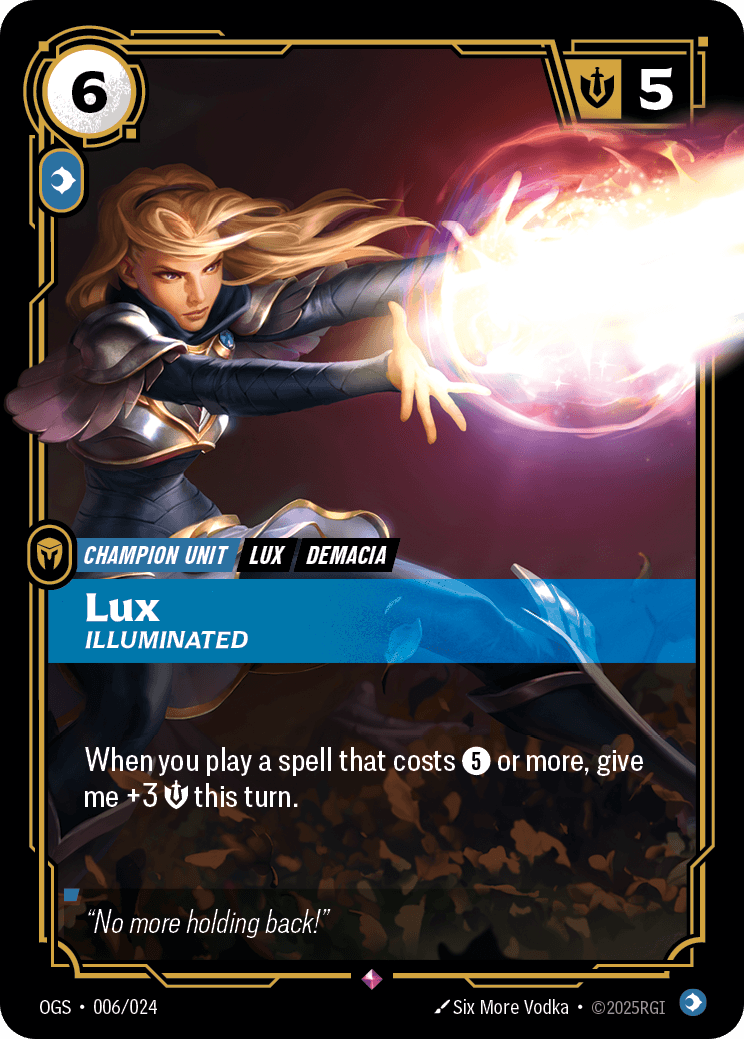 Lux - Illuminated Riftbound champion unit card art