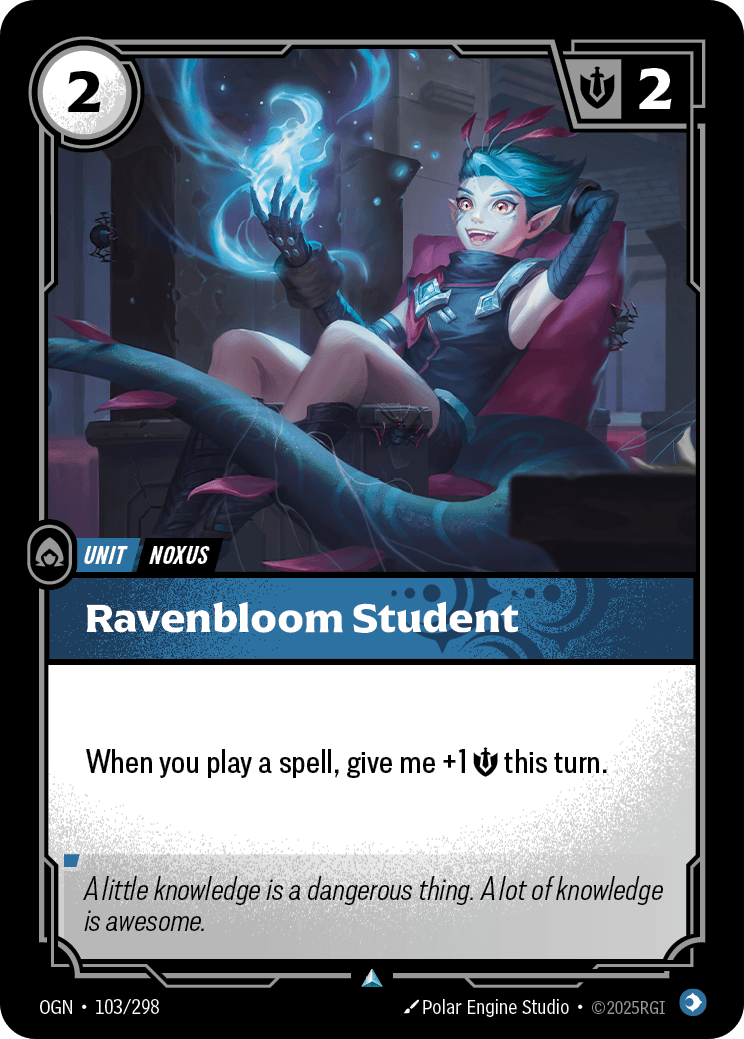 Ravenbloom Student Riftbound card art