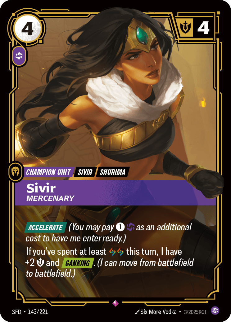 Sivir - Mercenary Riftbound champion unit card art