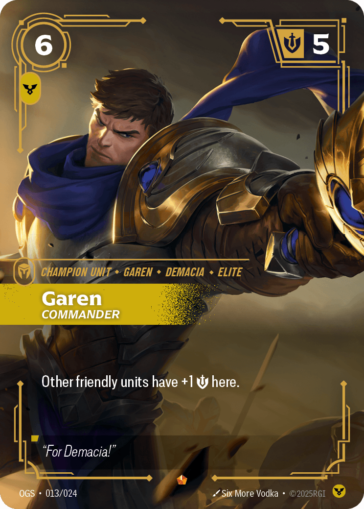 Garen - Commander Riftbound champion unit card art for Garen counter guide