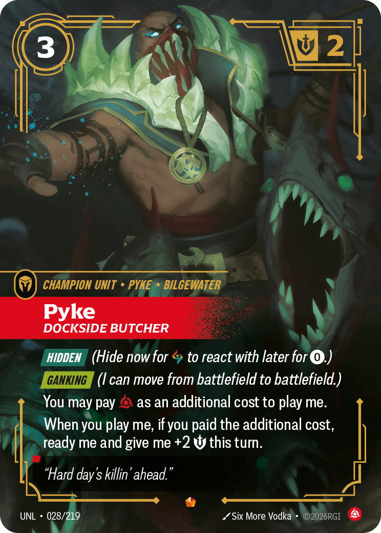 Pyke - Dockside Butcher Riftbound champion unit card art