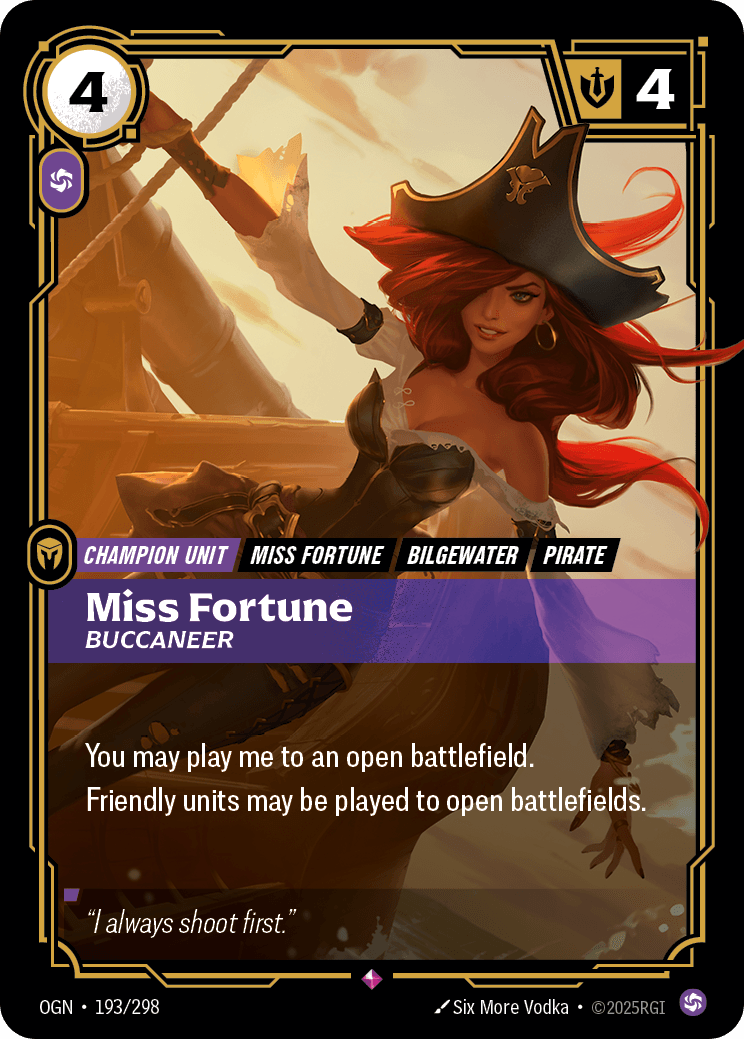 Miss Fortune - Buccaneer Riftbound unit card art