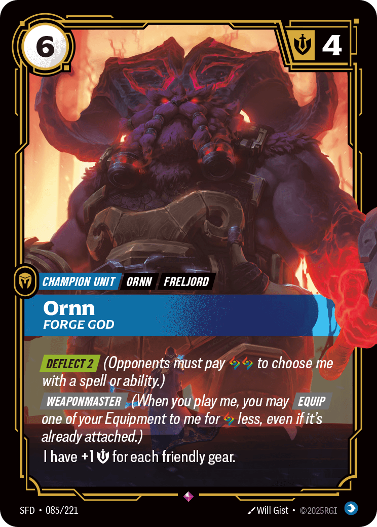 Ornn - Forge God Riftbound champion unit card art