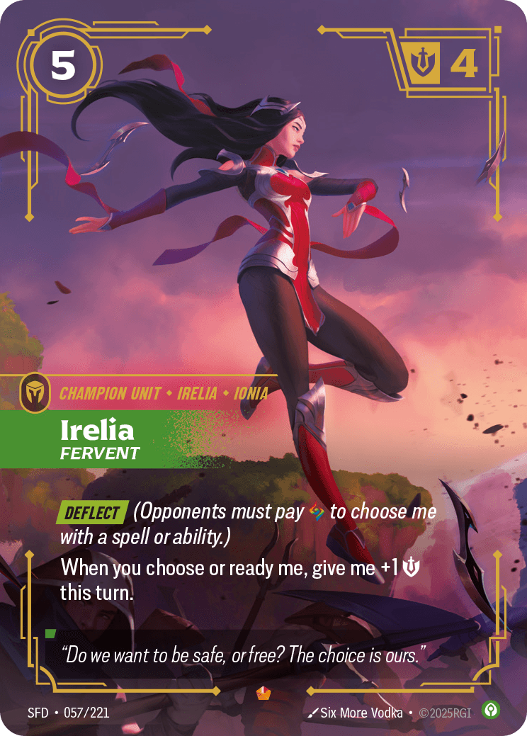Irelia - Fervent Riftbound unit card art